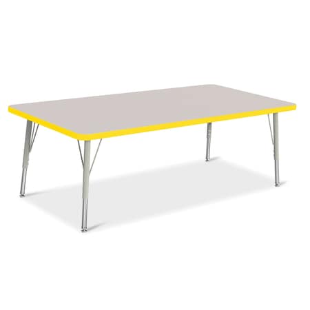 Jonti-Craft Berries Rectangle Activity Table, 30 in. x 60 in., E-height, Freckled Gray/Yellow/Gray 6408JCE007